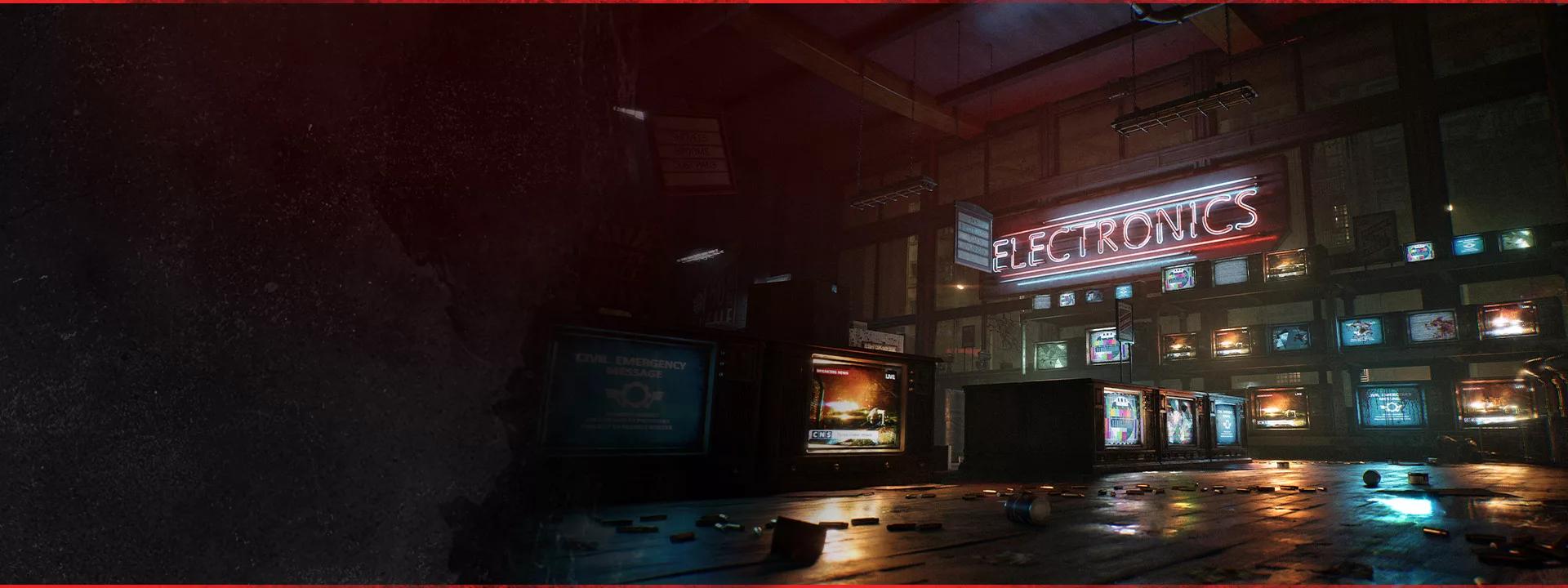 Loja de eletrónica abandonada em Gears of War: E-Day