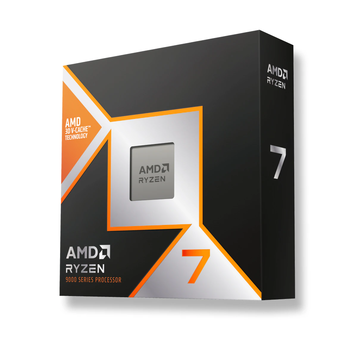 Caixa de um processador AMD Ryzen 7 X3D da série 9000