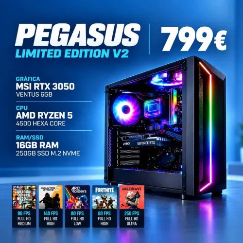 CHIP7 – Computador Gaming Amd Ryzen 5 4500 Nvidia Rtx 3050 Oc 6Gb 16Gb Ram